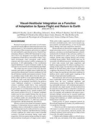 Visual-Vestibular Integration as a Function of Adaptation to Space Flight and Return to Earth