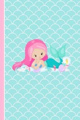Cute Pink Hair Mermaid Girl and Friends Daily Writing Journal Paper