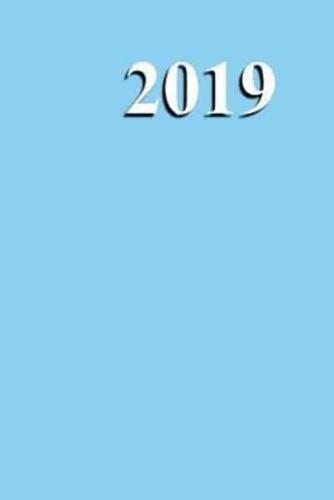 2019 Daily Planner Baby Blue Color Simple Plain Baby Blue 384 Pages