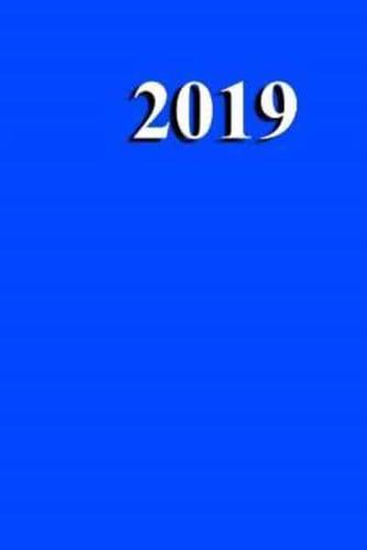 2019 Daily Planner Blue Simple Plain Blue 384 Pages