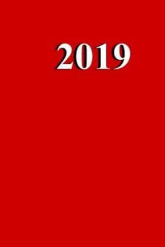 2019 Daily Planner Red Color Simple Plain Red 384 Pages