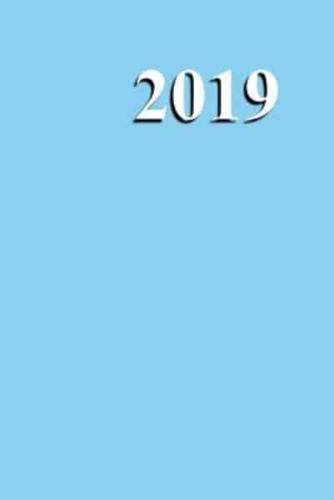 2019 Weekly Planner Baby Blue Color Simple Plain Baby Blue 134 Pages