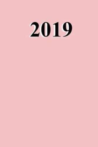 2019 Weekly Planner Baby Pink Color Simple Plain Baby Pink 134 Pages