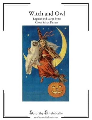 Witch and Owl Cross Stitch Pattern