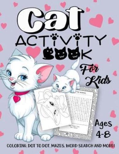 Cat Activity Book for Kids Ages 4-8