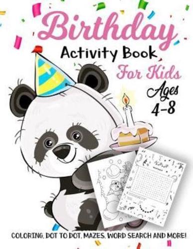 Birthday Activity Book for Kids Ages 4-8