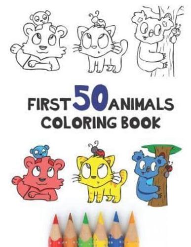 First 50 Animals Coloring Book