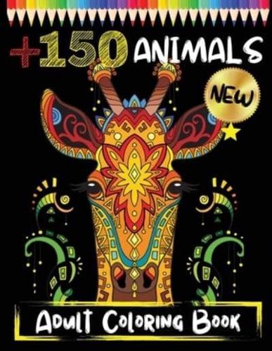 150 Animals Adult Coloring Book