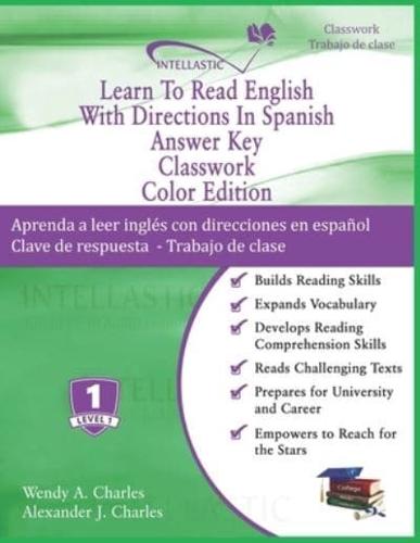 Learn To Read English With Directions In Spanish Answer Key Classwork : Color Edition