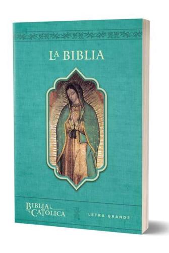 La Biblia Católica: Tamaño Grande, Edición Letra Grande. Rústica, Azul, Con Virgen