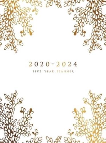 2020-2024 Five Year Planner: Five Year Monthly Planner 8.5 x 11 with Hardcover (Gold Floral Branches)