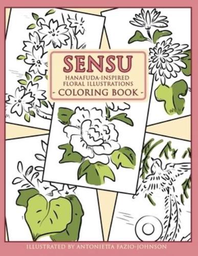 Sensu: Hanafuda-Inspired Floral Illustrations Coloring Book