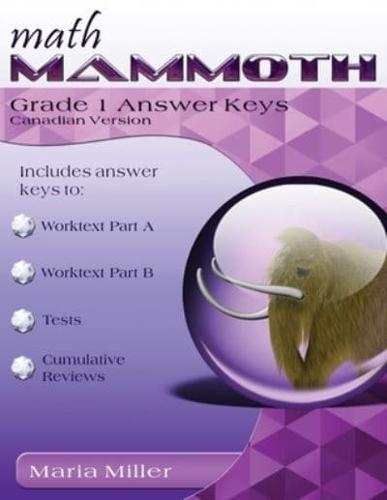 Math Mammoth Grade 1 Answer Keys, International Version (Canada)