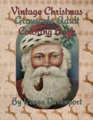 Vintage Christmas Grayscale Adult Coloring Book