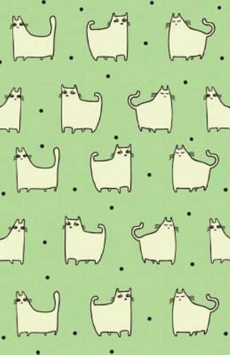 Journal Notebook for Cat Lovers - Funny Cat Pattern in Green