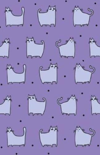 Journal Notebook for Cat Lovers - Funny Cat Pattern in Purple