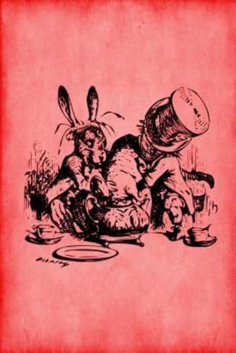 Alice in Wonderland Vintage Bullet Dot Grid Journal - Mad Hatter's Tea Party (Red)
