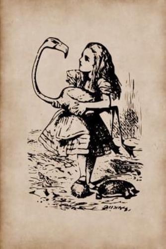 Alice in Wonderland Vintage Bullet Dot Grid Journal - Alice and the Flamingo (Brown)