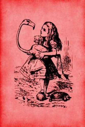 Alice in Wonderland Vintage Bullet Dot Grid Journal - Alice and the Flamingo (Red)