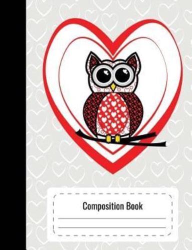 Composition Notebook (Owl And Hearts Cover, College Ruled)