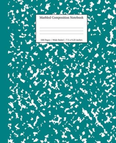 Marbled Composition Notebook: Teal Marble Wide Ruled Paper Subject Book