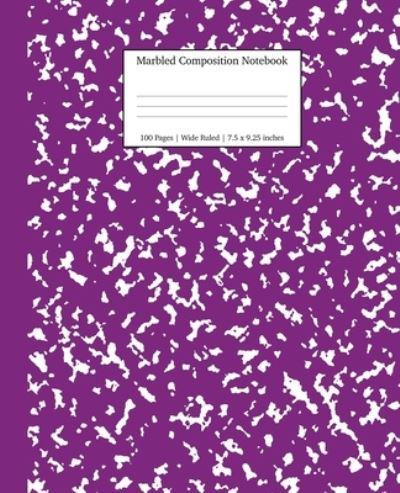 Marbled Composition Notebook: Purple Marble Wide Ruled Paper Subject Book
