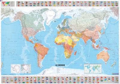 The World - Michelin Rolled & Tubed Wall Map Encapsulated (French Text)