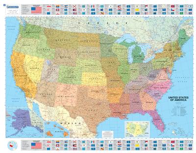 USA Political - Michelin Rolled & Tubed Wall Map Encapsulated