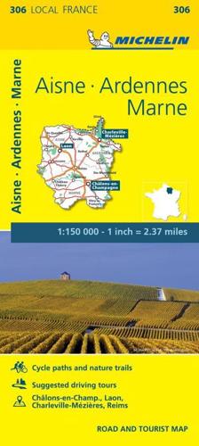 Aisne, Ardennes, Marne - Michelin Local Map 306