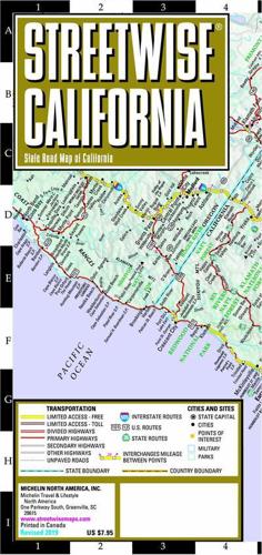 Streetwise Map California - Laminated City Center Street Map of California