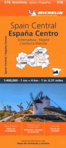Spain Central, Extremadura, Castilla-La Mancha, Madrid - Michelin Regional Map 576