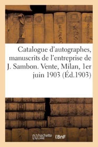 Catalogue D'autographes, Manuscrits, Gravures De L'entreprise De Jules Sambon