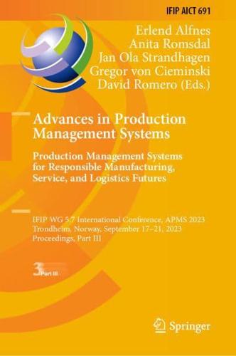 Advances in Production Management Systems Part III