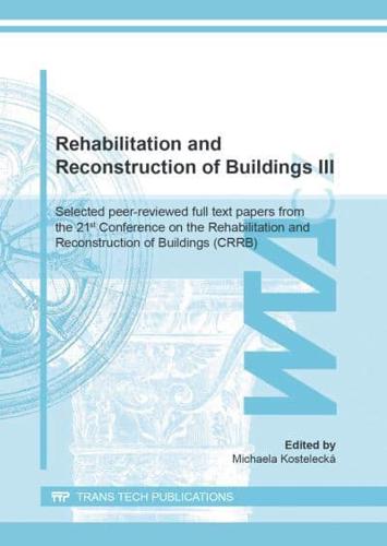 Rehabilitation and Reconstruction of Buildings III
