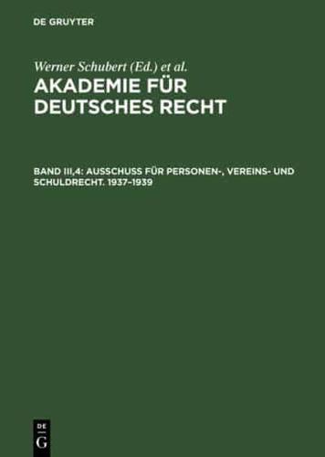 Ausschu Für Personen-, Vereins- Und Schuldrecht. 1937-1939