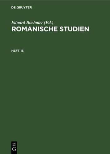 Romanische Studien. Heft 15