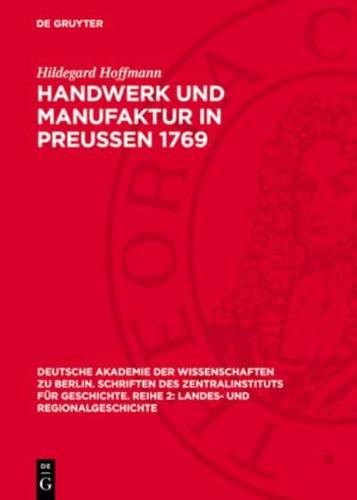 Handwerk Und Manufaktur in Preuen 1769