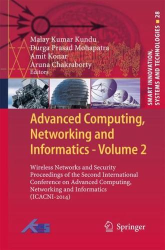 Advanced Computing, Networking and Informatics Volume 2