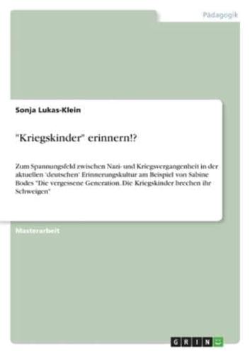 "Kriegskinder" Erinnern!?