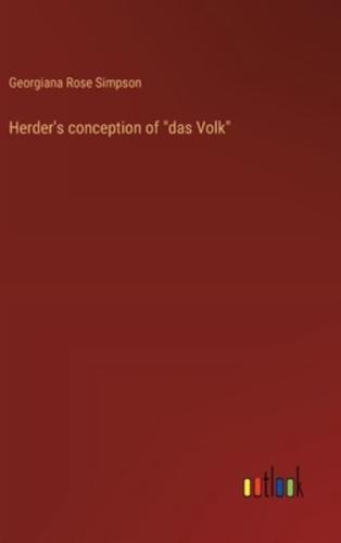 Herder's Conception of "Das Volk"