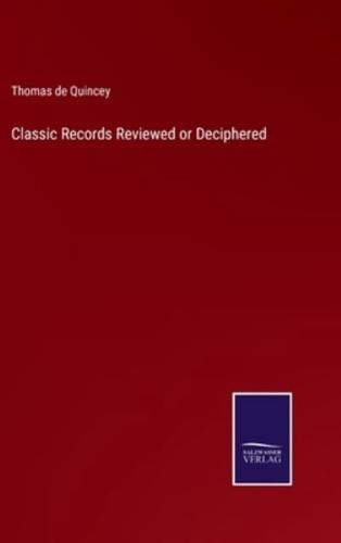 Classic Records Reviewed or Deciphered