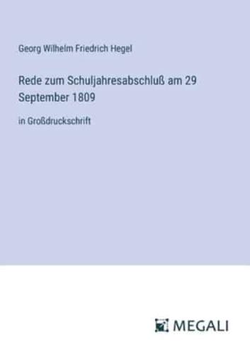 Rede Zum Schuljahresabschluß Am 29 September 1809