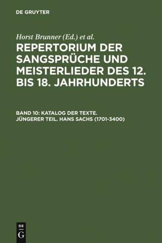 Katalog Der Texte. Jüngerer Teil. Hans Sachs (1701-3400)