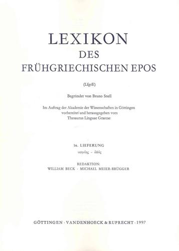 Lexikon Des Fruhgriechischen Epos Lfg. 16