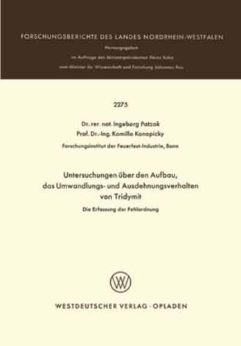 Untersuchungen Über Den Aufbau, Das Umwandlungs- Und Ausdehnungsverhalten Von Tridymit