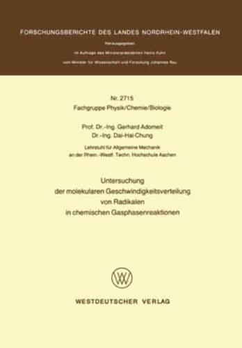 Untersuchung Der Molekularen Geschwindigkeitsverteilung Von Radikalen in Chemischen Gasphasenreaktionen