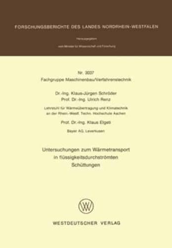 Untersuchungen Zum Wärmetransport in Flüssigkeitsdurchströmten Schüttungen