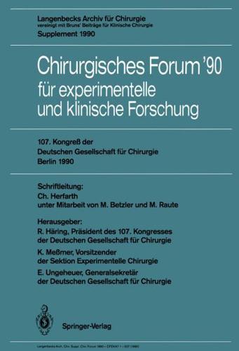 107. Kongre Der Deutschen Gesellschaft Für Chirurgie Berlin, 17.-21. April 1990 Forumband