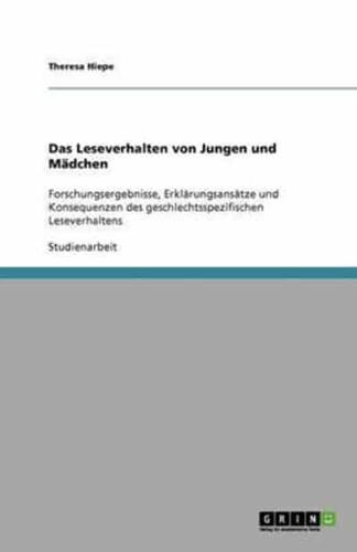 Das Leseverhalten von Jungen und Mädchen