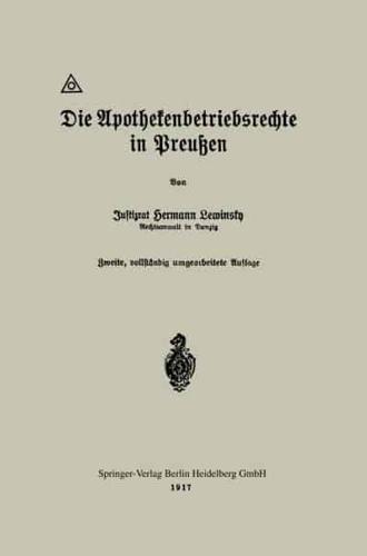 Die Apothekenbetriebsrechte in Preussen